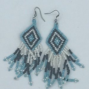 BEADED TRIBAL EARRINGS (NWOT) PURCHASED FROM AN ARTISAN IN NC